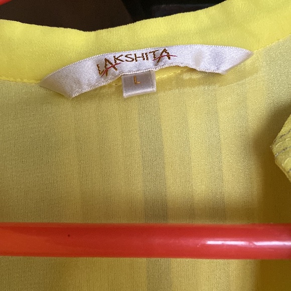 Fluorescent Yellow georgette kurti for women - Picture 5 of 7